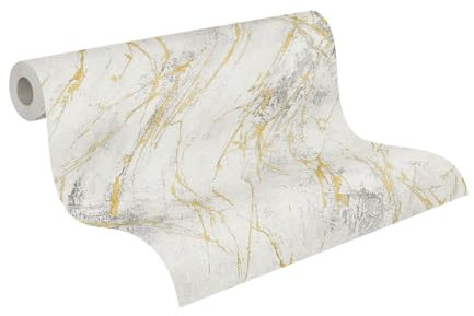 A.S. Création The BOS 388173 Non-Woven Wallpaper Marble Look White Grey 10.05 m x 0.53 m Made in Germany