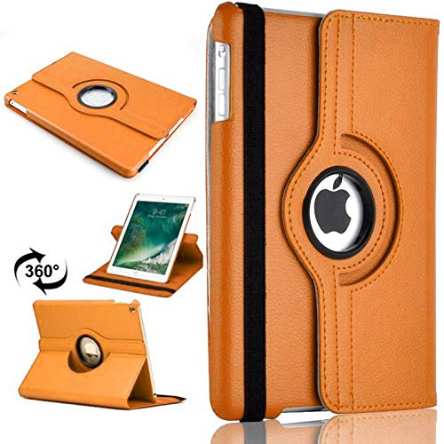 Coque Étui rotatif à 360° pour iPad Air 10.9'' 4e/5e génération (2020, 2021) en cuir synthétique avec fonction veille/réveil automatique (orange)