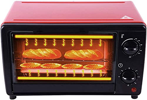 RKYRRKI Forno Elettrico Multifunzione, friggitrice ad Aria Domestica 12L Mini Forno per Pollo, Mini Forno per Dolci ad Alta Temperatura con teglie e griglia Rosso (Rosso) (Rosso) Estetico e Pratico