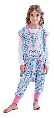 SOIBEEN Kinder Sommer Schlafsack mit Füßen 1.0 Tog Unisex Tragbare Decke 100% Baumwollsack mit Beinen für Mädchen 4-5 Jahre groß 110cm