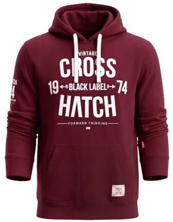 Crosshatch Men's Designer Fleece Pullover Hoodie Overhead Sweatshirt Red