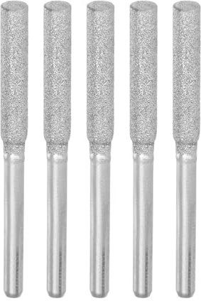 sourcing map 5pcs Diamond Chainsaw Sharpener Bits 5/32 4mm Cylinder Head Electric Chain Saw Grinder