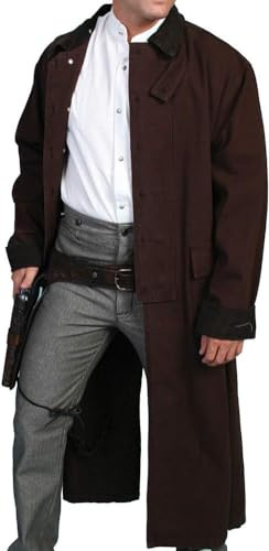 Men's Western Old COWBOY Long Duster Coat Full Length Canvas Jackets