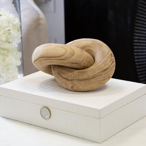 Decorative Natural Wooden Knot Chain Ornament, Sculpture for Home Decor