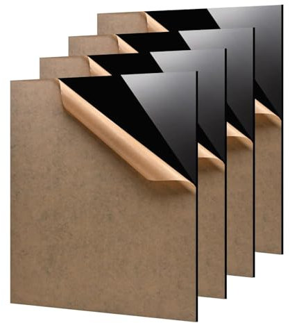 ZOFUN Lot de 4 Plaque Acrylique Noir 3mm, 300 x 300 x 3 mm Feuille Acrylique Plaque Plastique avec Film Protecteur,Plaques Acryliques Feuilles pour DIY Artisanat Peinture Projets Photo
