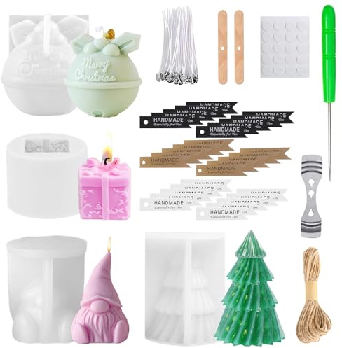 Silicona Molde para Velas, 4 Piezas de Molde de Silicona para Velas de Navidad, Árbol de Navidad, Fundición para Manualidades