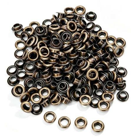 100 Set Occhielli Occhielli in Metallo, Occhiello in Ottone da 5 mm con Rondella in Ferro Kit Occhiello Occhiello per Tela, Scarpe, Abbigliamento, Cerchietti, Tessuto, Pelle e (Bronzo)