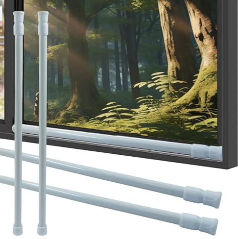 Cionyce Fenster-Sicherheitsstange, 4 Stück, verstellbare Schiebetürverriegelungsstangen für Glasschiebetüren, 40,1 cm - 69,8 cm, Spannstangen, Fensterschlossstange für Kinder zu Hause