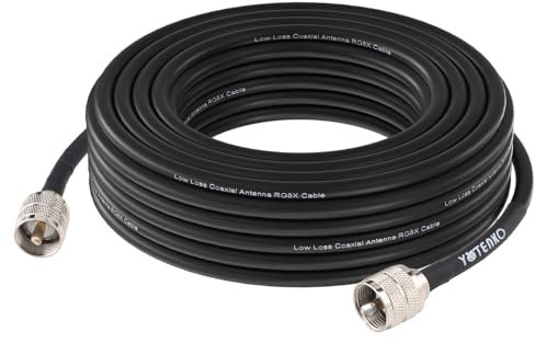 YOTENKO Cavo coassiale RG8x da 7,6 m, cavo coassiale CB 50 Ohm UHF PL259 maschio a maschio, cavo antenna CB per radio CB, HF, VHF