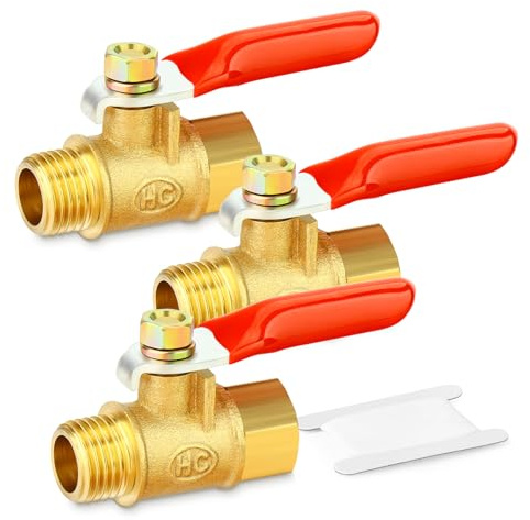 TAILONZ Brass Mini Ball Valve 1/4 Male x Female BSP (3Pcs) | Compact shut-off switch, 90° quarter-turn operation, corrosion-resistant, for air/water/oil.