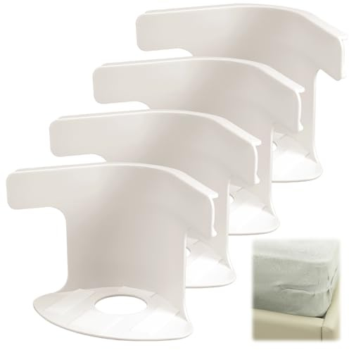 Lot de 4 supports de draps de lit à verrouillage qui maintiennent les draps de lit fermement en place, sangles de drap-housse d'angle très résistantes, s'adaptent à toutes les tailles de matelas (4,