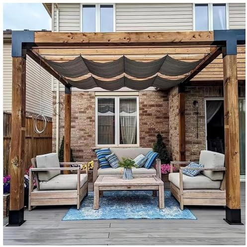 Vattentät utomhus uteplats infällbar pergola baldakin skuggskydd anpassningsbar storlek glidande våg segel däck gård lusthus med 95 % solskydd och UV-beständighet (B 1,2 x L 3 m/B 3,9 x L 9,4 m)
