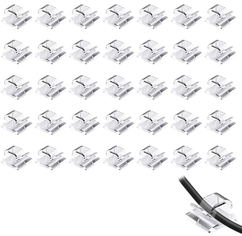 100Pcs Cable Clips Self Adhesive,Wall Wire Tidy Hooks,Cord Small Clear Sticky Management Holder Clip,Desk Cables Wires Trunking Organizer Transparent Strong Self-Adhesive Holders Hook for Pins