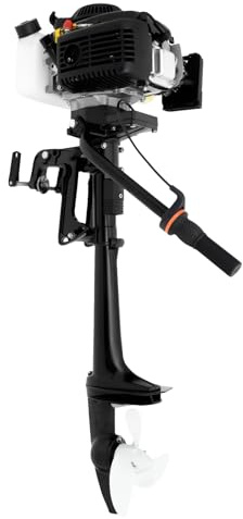Außenbordmotor, 4 PS 4 Takt 55cc Aussenborder Benzinmotor mit CDI Zündung, Luftkühlung, Manueller Start, 360-Grad-Lenkfunktion, für Eisenboote, Kunststoffboote
