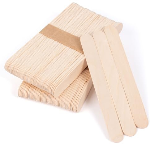 ANTETOK 100 Stück Eisstiele aus Holz, 150mm Holzlollystäbchen für Bastelarbeiten, Premium Popsicle Sticks für DIY-Projekte, zum Herstellen von hausgemachten Bastelarbeiten und Pflanzenetiketten