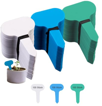 Auriselle Lote De 300 Etiquetas Para Plantas Tutores De Pvc De Colores Resistentes A La Intemperie Para El Etiquetado De Todos Los Jardineros Flores Vegetales (5 * 7cm Blanco + Azul + Verde)
