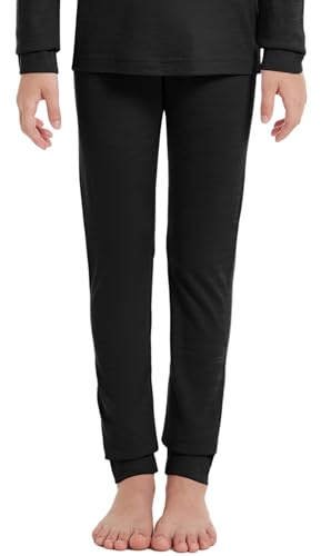 Capa base unisex de lana merino 100 % para niños, pantalones térmicos de invierno