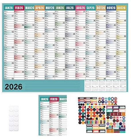 Calendrier mural 2026 12 mois Poster 12 Mois Planification Annuelle