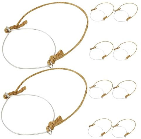 STOBAZA 10 Piezas Gancho De Lámpara Solar Perchas De Tarro De Hojalata Manipulación De Alambre para Frascos Mango De Alambre De Metal para La Jarra Cuerda De Cáñamo