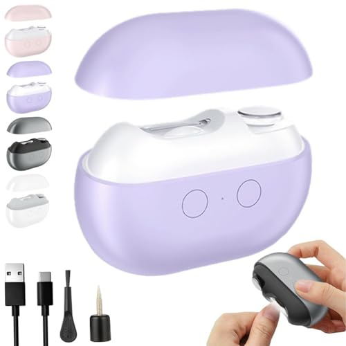 Yosody Fanyil Pubyfun Glosrity Sherum Easyclip Tagliaunghie Intelligente, Vueeze Tagliaunghie Automatico 3 in 1 Lucidatore con Luce LED, Easy Clip Elettrico Multifunzionale(Purple)