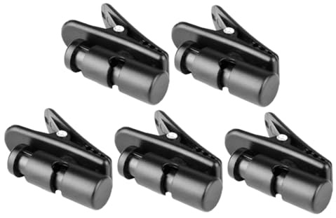ROMISBABA 5 Clips de Cable Negro de Plástico para Auriculares y Micrófonos, Sujetacables para Collar, Ideales para Actuaciones en Escenario y Aulas