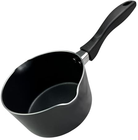 20cm Non-Stick Milk Pan with Soft Touch Handle, Saucepan with Double Pouring Spouts, Dishwasher Safe Sauce Pot (20cm)