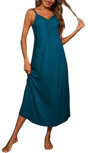 Bresdk Pyjama Femme Chemise Homme Chemise de Nuit Femme Longue Nuisette | Col en V Sans Manches Ete