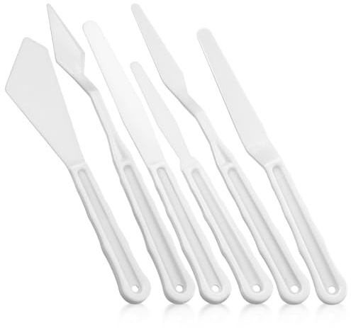 Homoyoyo Espátulas para Mezclar Pintura al Óleo 6 Piezas Plástico Flexible para Artistas Raspadores de Pigmento y Paleta Herramientas Versátiles para Pintar y Crear Texturas en