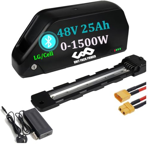 Ebike Battery 48V 25Ah W/LG Cell for 250W 500W 750W 1000W 1500W Motor - Mountain Bike City Bike Lithium Batteries (48V 25Ah Up to 1800W Motor, W/BMS and Charger)