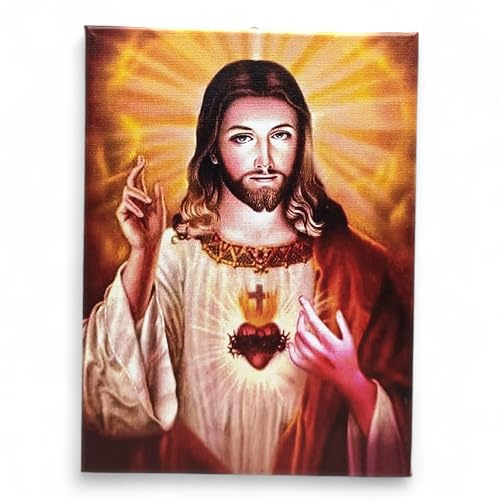 Generico Quadro del Sacro Cuore di Gesù, Stampa su Tela, Qualità Fotografica, 18x24 cm e 30x40 cm, Made in Italy (cm. 30x40)