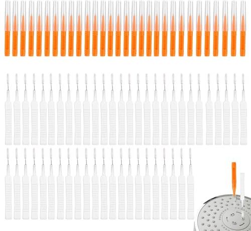 80pcs Shower Head Cleaning Tools, Including 30 Clean Brushes & 50 Shower Head Hole Cleaner Picks Practical Unclogger Tools for Small Holes Sink Gaps (Orange & White)