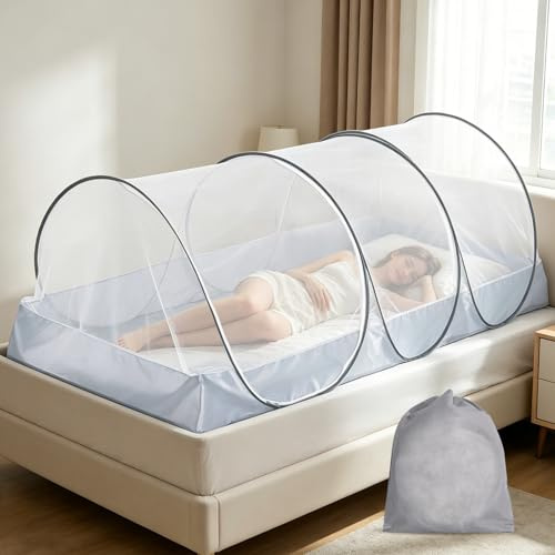 Foldable Mosquito Net, Mosquito Net for Single Bed pop-up Mosquito Portable Camping Tent with Zip for Home Travel Dorm Outdoor Trip, 190 * 90 * 90cm