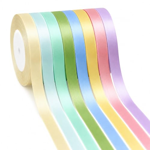 8 Satinband Bänder Bunt, 22m X 10mm Macaron Farbe Geschenkband für Hochzeit | Polyester Satinband, Dekoband, Geschenkband Schleifenband für Dekoration, Basteln, Blumenstrauß, Maibaum