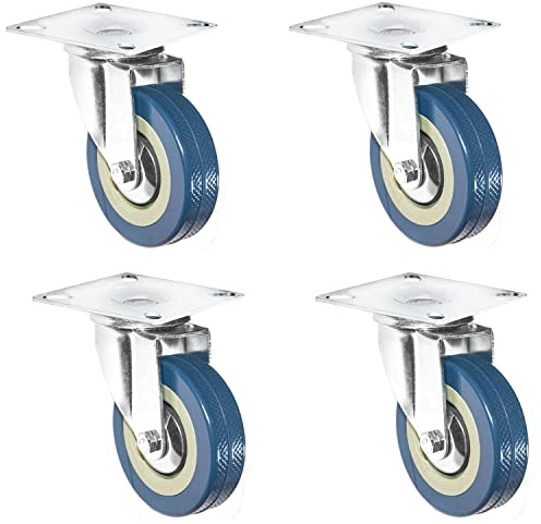 eyepower 4 Stück 360° Lenkrolle 75mm - M10 Schwerlastrollen mit Anschraubplatte - Nylon Lenkrollen zum Anschrauben - Möbelrollen Schwerlast Rollen für Möbel Schreibtisch Rollen Werkbank Schrank Rollen