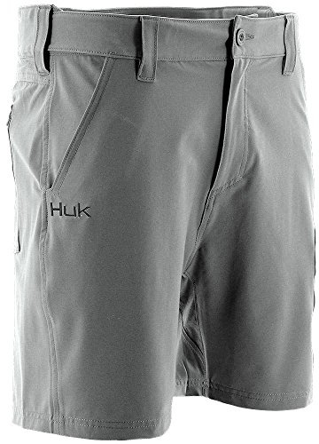 Huk Men's Next Level 7 Short | Quick-Drying Performance Fishing Shorts with UPF 30+ Sun Protection , Charcoal, Medium