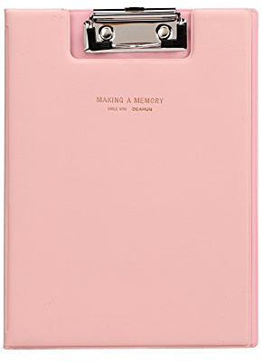 Kunstleder Klemmbrett mit Metallclip Ordner A5 Schreibmappe Ringbuch Dokumente Organizer Mappe mit Folienüberzug Schreibbrett Sammler Ordnungsmappe für Kinder Erwachsene Rosa