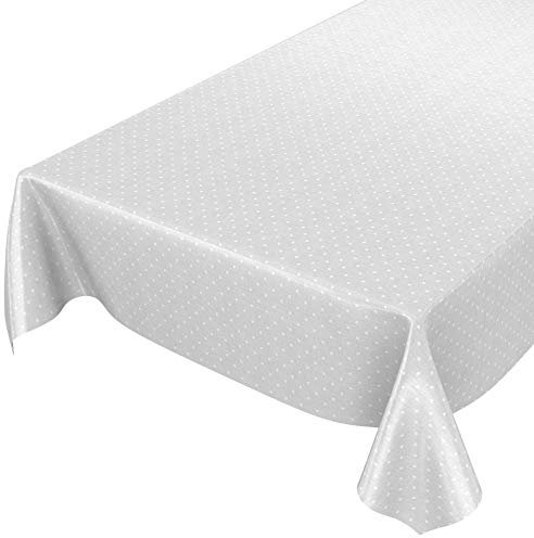 ANRO Wachstuchtischdecke Wachstuch Wachstischdecke Tischdecke Punkte Dots Gepunktet Uni Einfarbig Grau 100x140cm