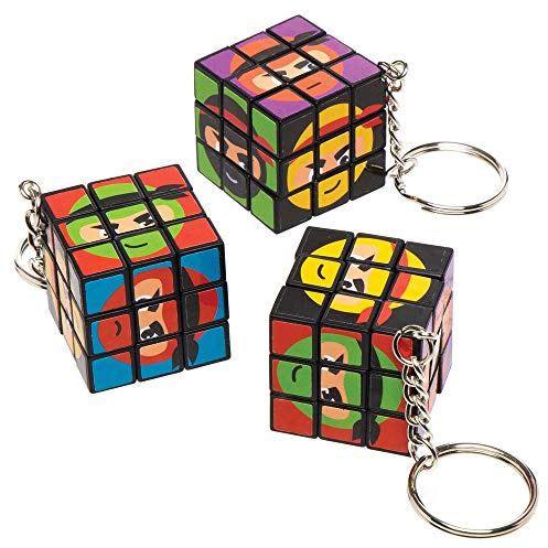 Baker Ross AT984 Puzzlewürfel-Schlüsselanhänger, Ninja, 4 Stück, kleine Spiele für Kinder, innovatives Spielzeug für Kinder zu Weihnachten, ideal für Party, Geschenke, Gewinnbeutel und Strumpffüller