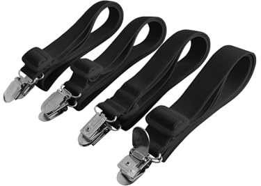 Beedsooth 4 Stück Bettlakenspanner verstellbar(30-120cm),Schwarz | Elastische betttuchspanner,Spanner für Bettlaken,Laken,spanner mit Metallklammern für Bettlaken,Bügelbrett,Matratze oder Sofa