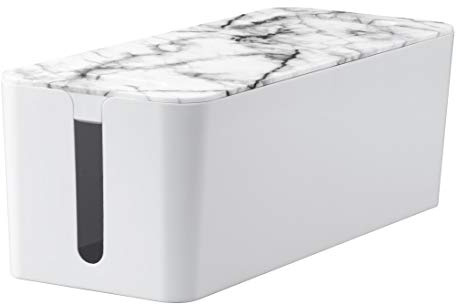 Hama Kabelbox marmordesign maxi, vit, stor