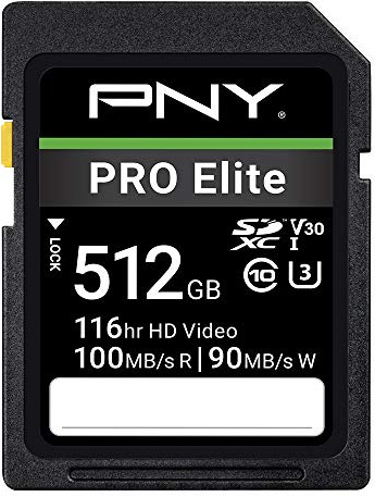 PNY Tarjeta de Memoria Flash SDXC de 512 GB Pro Elite Clase 10 U3 V30