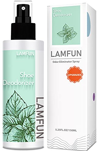 Lamfun Shoe Odor Eliminator, Natural Shoe Deodorizer Spray for Stinky Sneakers or Smelly Feet, Foot Deodorant Fight All Odors, Peppermint, 150ml
