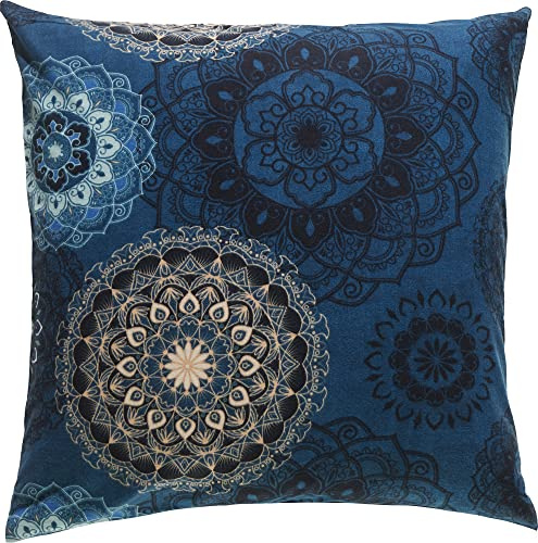 Erwin Müller Kissenbezug, Kissenhülle Flanell - Mandala - mollig warm, temperaturregulierend, mit praktischem Reißverschluss - dunkelblau Größe 80x80 cm