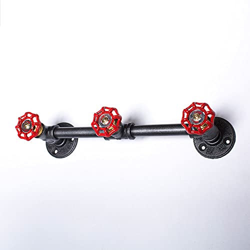 LANMOU Industrial Handtuchhaken Wandmontage, Industrielles Eisenrohr Kleiderhaken mit Rotes Wasserventi Vintage Design Wandhaken für Jacken Mäntel Schals