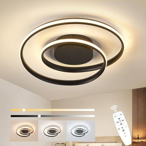 Sky angle LED-Deckenleuchte - Dimmbar mit Fernbedienung, 28W Einstellbare Farbe und Helligkeit, Runder Kronleuchter, 2500 LM 48 CM für Schlafzimmer