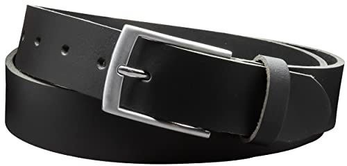 Vascavi Ledergürtel aus echtem Büffelleder, ca. 3,4 cm breit, MADE IN GERMANY, kürzbar, 3-4 mm stark, Unisex Gürtel für Damen und Herren, Schwarz