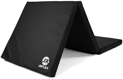 Jeflex - Colchoneta plegable Gimnasia negra 180 x 60 x 6 cm fabricada en Alemania/Esterilla de gimnasia/Colchoneta multifuncional y yoga/Esterilla de juego para habitación de los niños