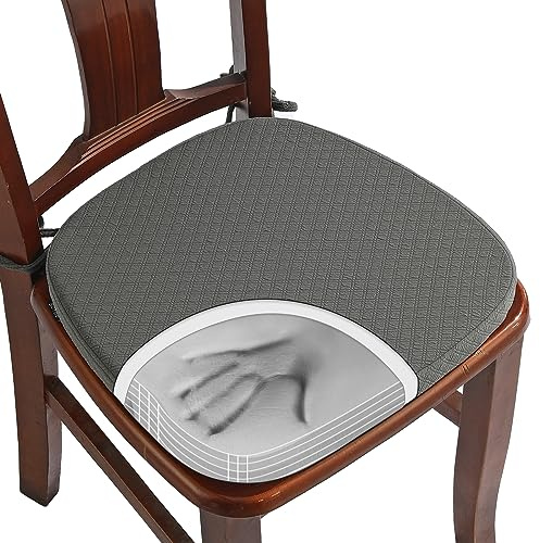 BUYUE Luxus Memory Foam Stuhl Kissen 1 Pack, Jacquard 40cm U-Form komfortable Esszimmerstuhl Pad, abnehmbare rutschfeste Küche Stuhl Sitzkissen, (1 Stück, grau)
