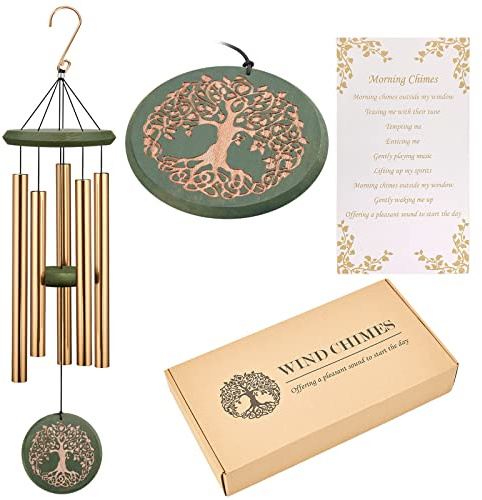 Carillon éolien pour extérieur gravé Arbre de Vie 36 Grands Tons Profonds, Cadeau de condoléances commémoratif pour Un être Cher ou pour la Maison, Le Jardin, la terrasse, Le Jardin, la Cour,