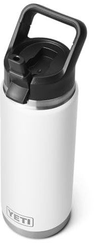 YETI Rambler Straw Bottle, Stainless Steel Vacuum Insulated Bottle with Leakproof Straw Cap, White, 26oz (769ml)